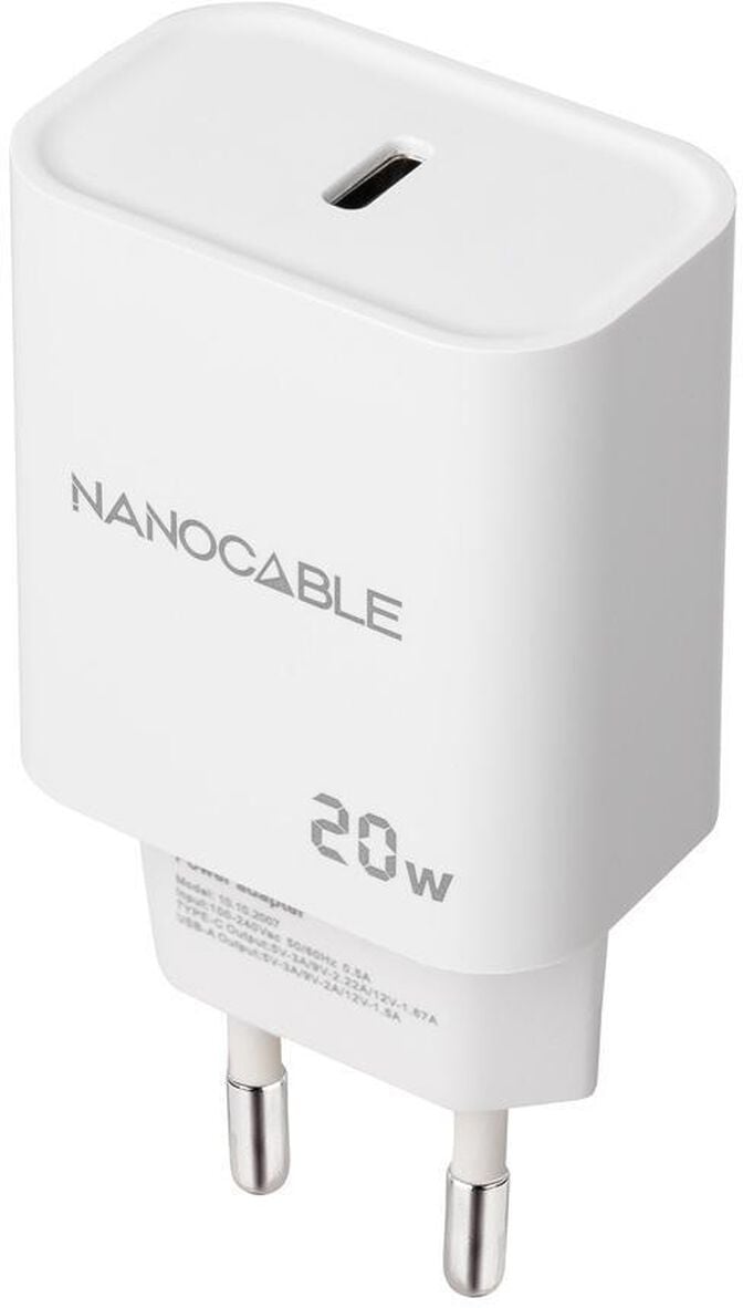 Carregador Nanocable USB-C PD 20W Branco image number 0