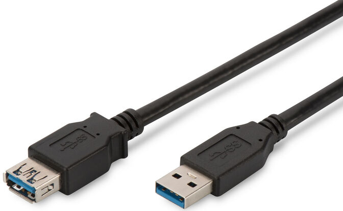 Cabo USB 3.0 Ewent Tipo A Macho > Tipo A F&ecirc;mea 1.8 M Preto image number 1