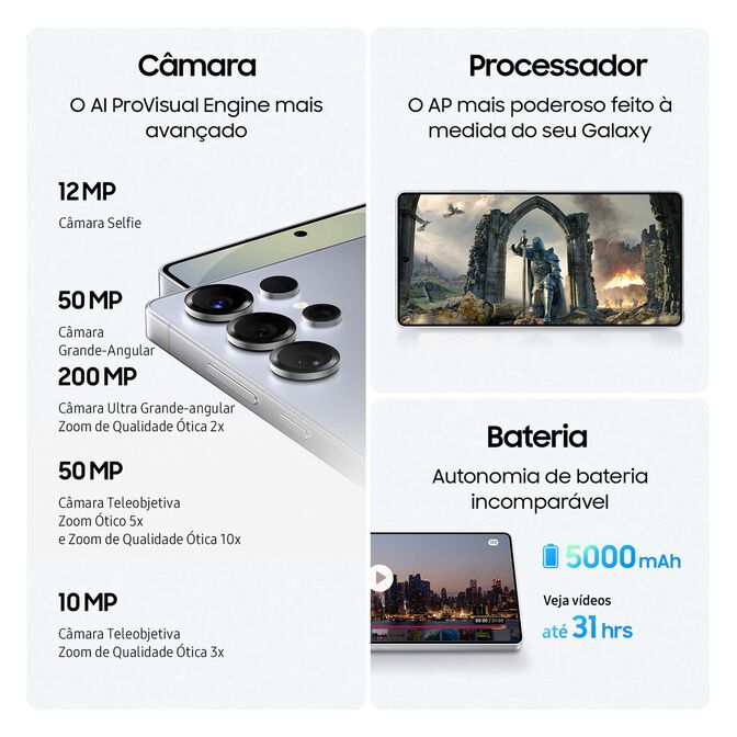Smartphone Samsung Galaxy S25 Ultra  6.9" (12 / 256GB) 120Hz Branco Prateado Tit&acirc;nio image number 5
