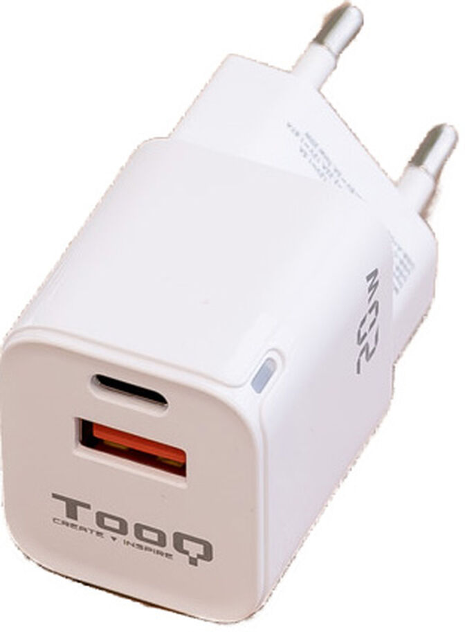 Carregador Tooq USB-C/PD 20W + USB-A/QC 20W Branco image number 1
