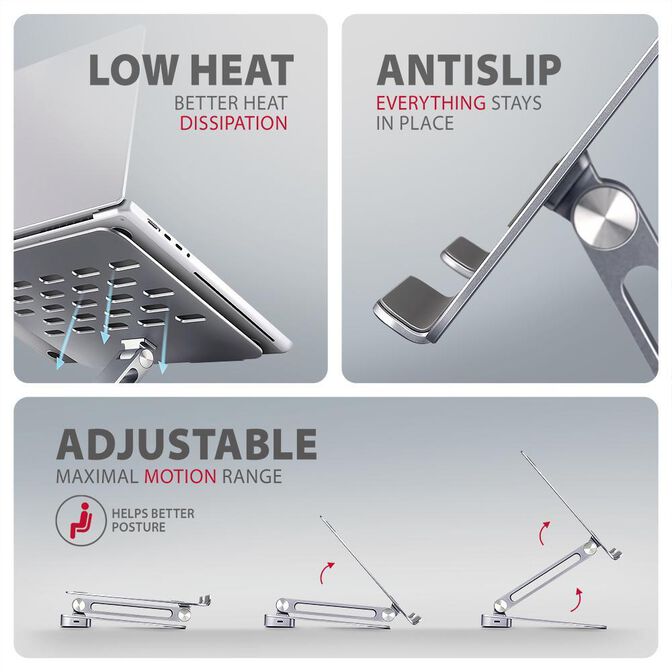 Suporte para port&aacute;teis 10" - 16" AXAGON HMC-STND c/ HUB 5Gbps, 3x USB-A, HDMI 4K/60Hz, GLAN, PD 100W, USB-C input image number 7