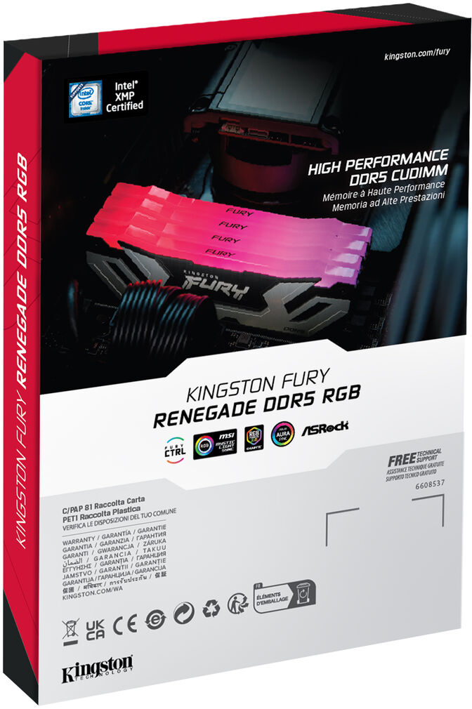 Kingston Kit 48GB (2 x 24GB) DDR5 CU-DIMM 8400MHz FURY Renegade RGB Silver CL40 image number 5