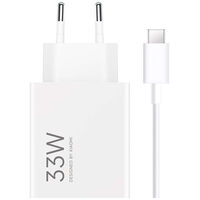 Carregador R&aacute;pido Xiaomi 33W HyperCharge Combo USB Tipo-A Branco + Cabo USB-A a USB-C