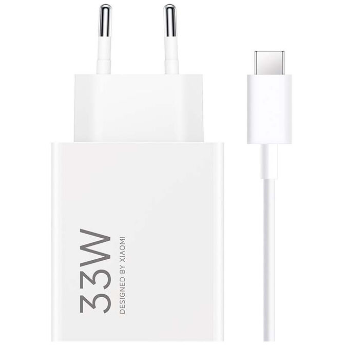 Carregador R&aacute;pido Xiaomi 33W HyperCharge Combo USB Tipo-A Branco + Cabo USB-A a USB-C image number 0