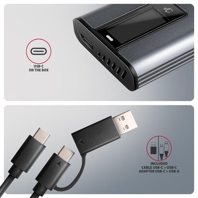 Caixa Externa AXAGON EEM2-SD2 para M.2/SSD C/ Display USB-C 3.2 Gen2 - Silver image number 6