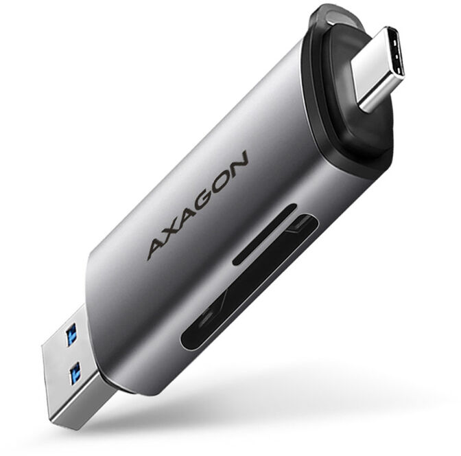 Leitor de cart&otilde;es AXAGON CRE-SAC External USB 3.2 Gen1 Type-C+Type-A 2-slot SD/microSD image number 0