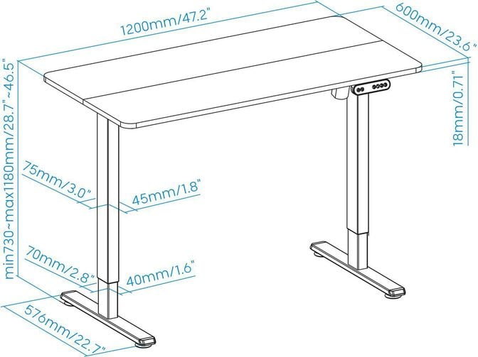 Secret&aacute;ria Escrit&oacute;rio Tooq ORIGAMI Ajuste el&eacute;trico Preta image number 6