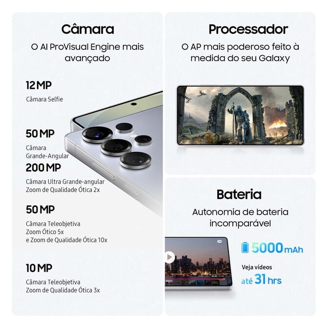 Smartphone Samsung Galaxy S25 Ultra  6.9" (12 / 256GB) 120Hz Azul Prateado Tit&acirc;nio image number 5