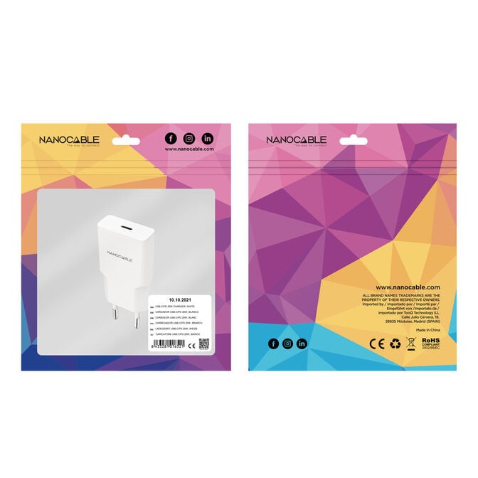 Carregador Nanocable USB-C/PD 20W, Branco image number 4