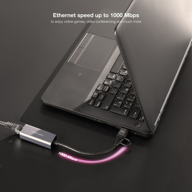 Adaptador Gigabit Nanocable USB-C 3.0/USB-A/M a Ethernet 2.5G 10/100/1000 Mbps 15 CM Cinza image number 3