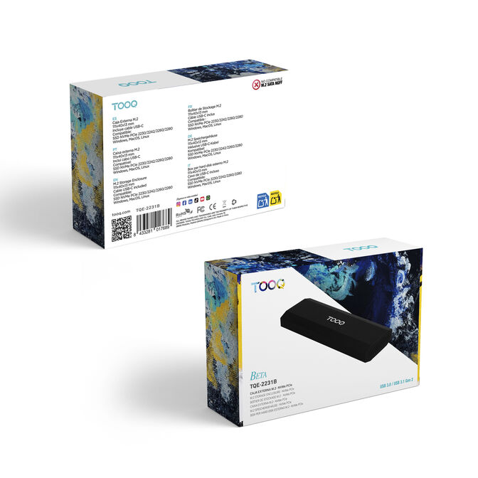 Caixa SSD Tooq TQE-2231B M.2 NVMe PCIe USB3.1 Gen 2 Preto image number 8