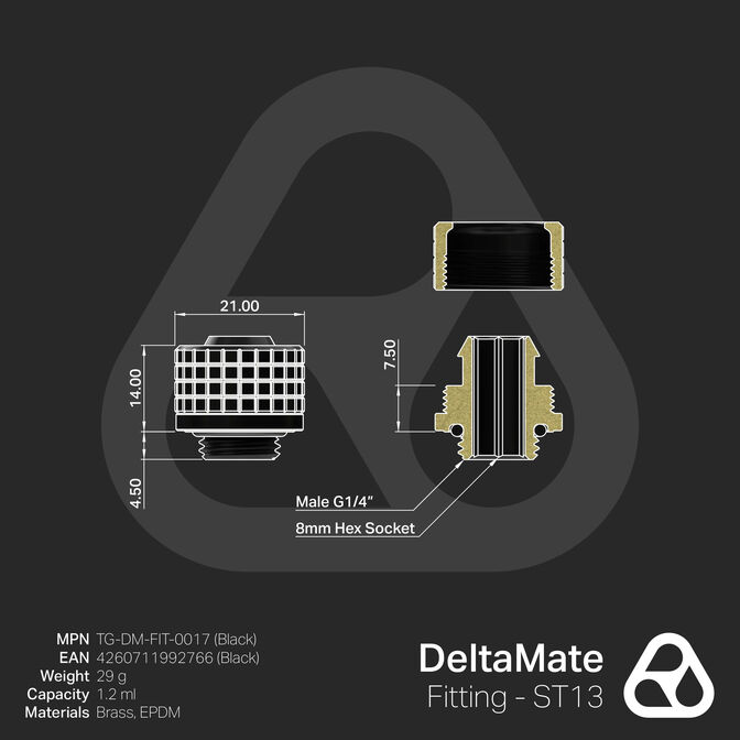 Thermal Grizzly DeltaMate Fitting - ST13 Preto image number 6