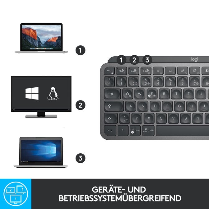 Teclado Logitech MX Keys Mini Bluetooth Grafite (US) image number 8