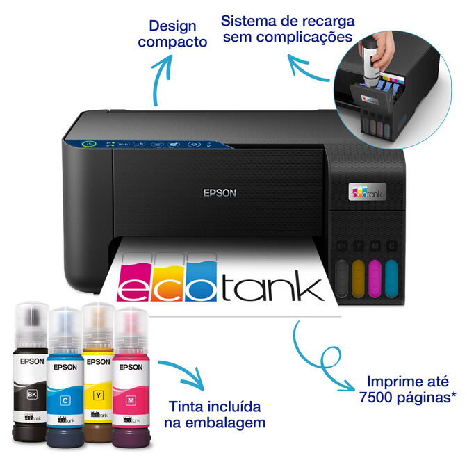 Impressora Multifun&ccedil;&otilde;es a Jato de Tinta Epson EcoTank ET-2861 WiFi image number 12