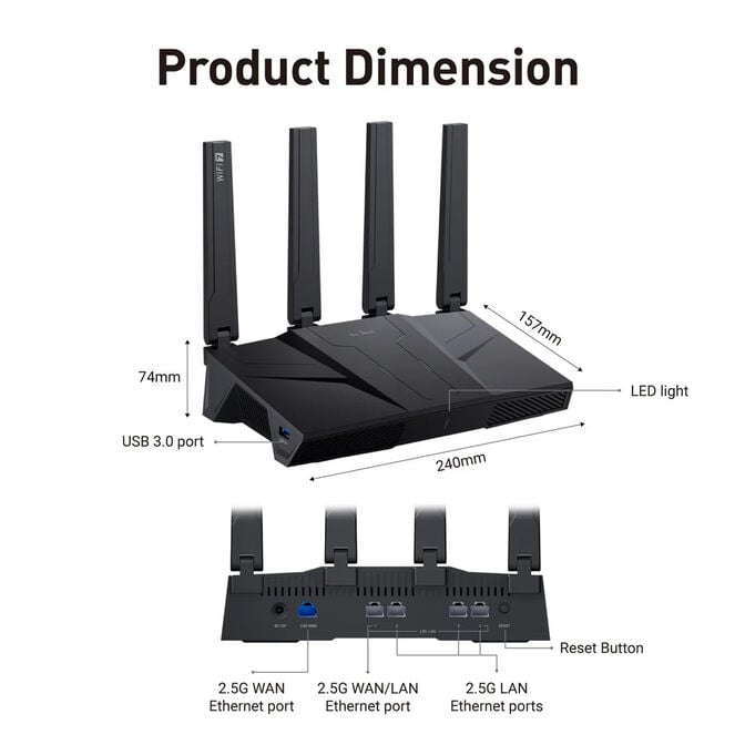 Router GL.iNet GL-BE9300 Flint 3 Wireless Wi-Fi 7 Tri Band image number 2