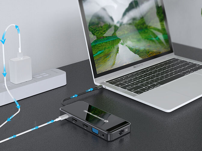 HUB USB Conceptronic 12-in-1 USB-C 3.2 > 3x USB-A 3.0 + 2x HDMI + VGA + USB 2.0 + Gigabit + USB-C (PD100W) + Leitor de Cart&otilde;es + &Aacute;udio image number 7