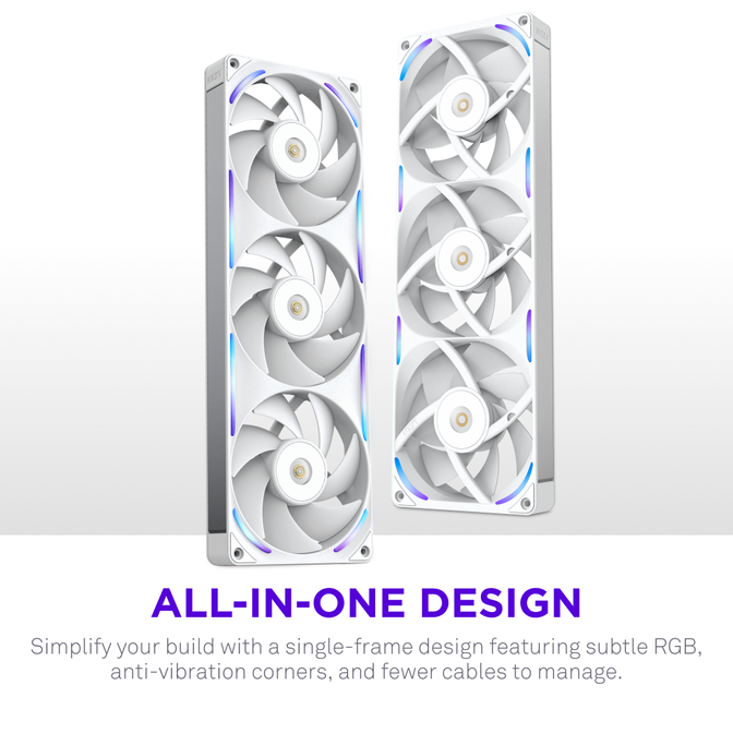 Ventoinha NZXT F360x Perfomance RGB 120mm - Single-Frame Brancas - Tripla Vento&iacute;nha 120mm (360mm) image number 15