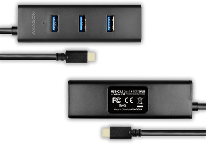 HUB de carregamento AXAGON HUE-S2C 4x USB3.0, MicroUSB Charging Connector, Type-C image number 3
