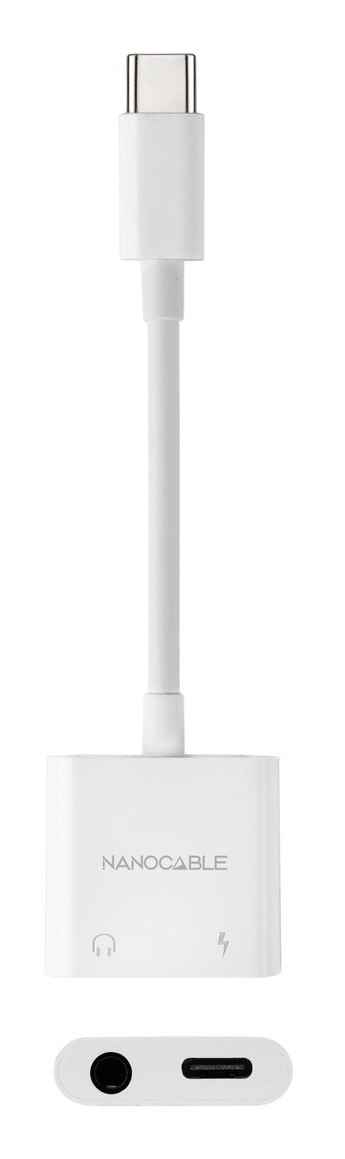 Cabo Adaptador Nanocable USB-C A JACK+USB-C/H PD 60W,Branco image number 1