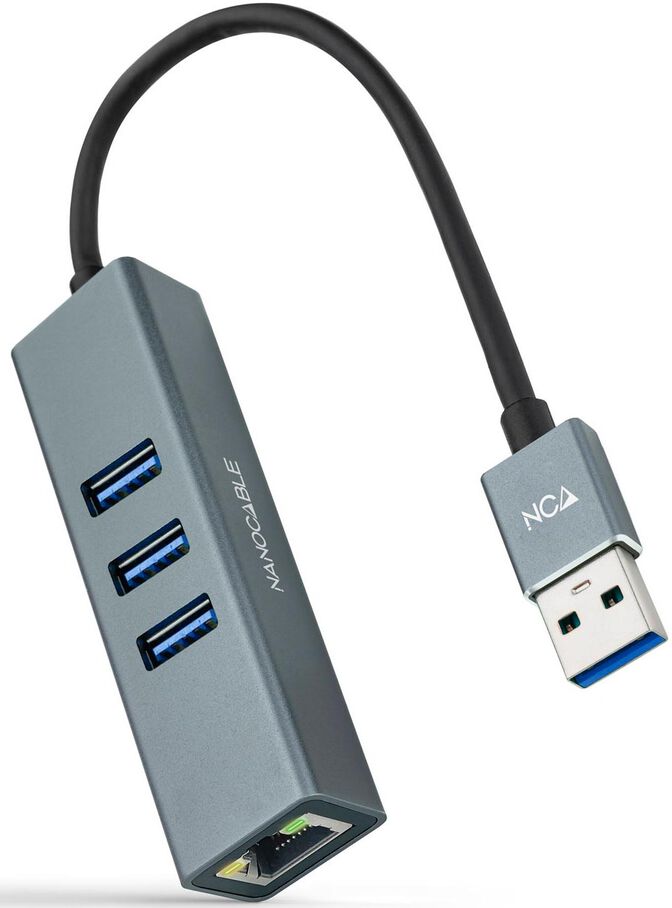 Adaptador Gigabit Nanocable USB 3.0 a Ethernet Gigabit 10/100/1000 Mbps / 3x USB 3.0 15 CM Cinza image number 1