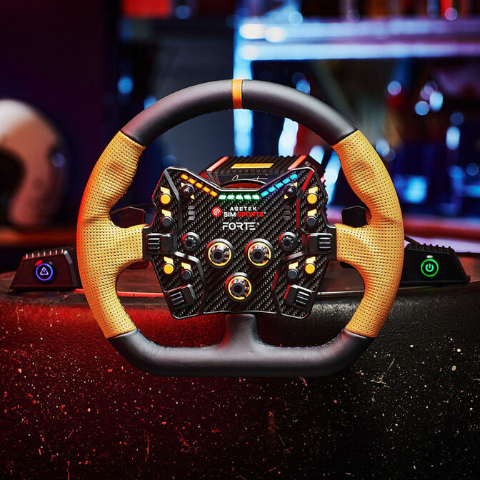 Volante para Buttonplate Asetek SimSports GT Rim - Closed D - Couro Laranja image number 3