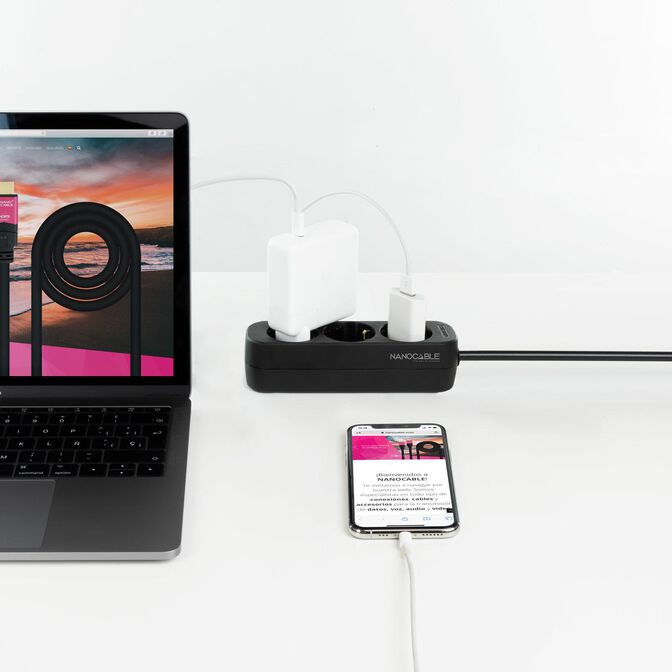 R&eacute;gua Nanocable 3 Tomadas 1.4 M Preto image number 3