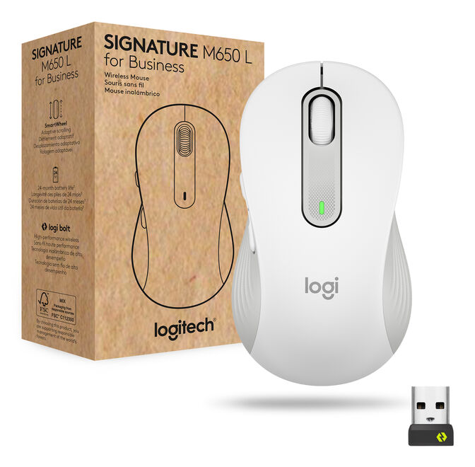 Rato Logitech Signature M650 L for Business 4000DPI Wireless/Bluetooth Branco image number 5