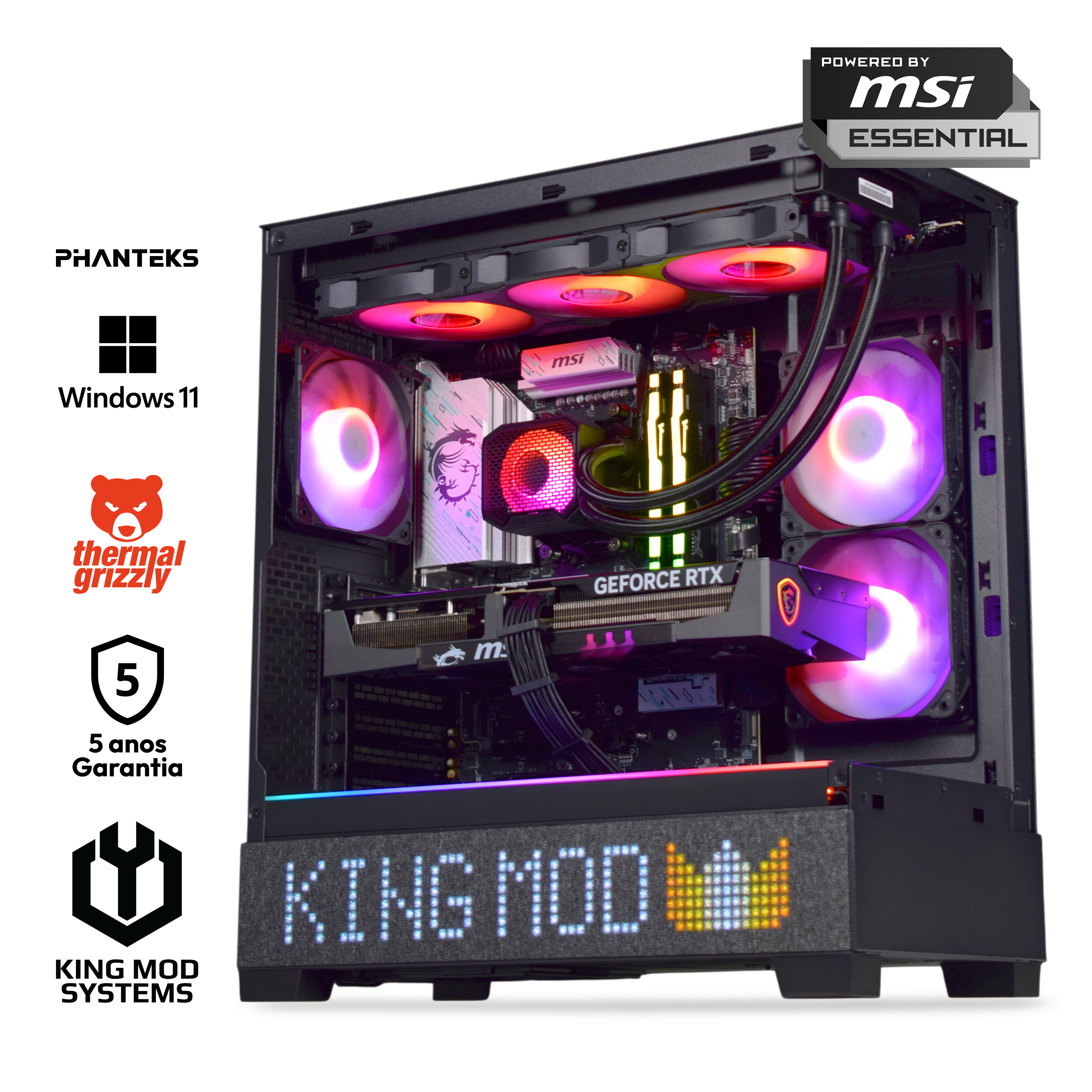 Computador King Mod Gamer-PC Phanteks Ryzen 7 9800X3D 64GB DDR5 2TB RTX 5080 WiFi W11