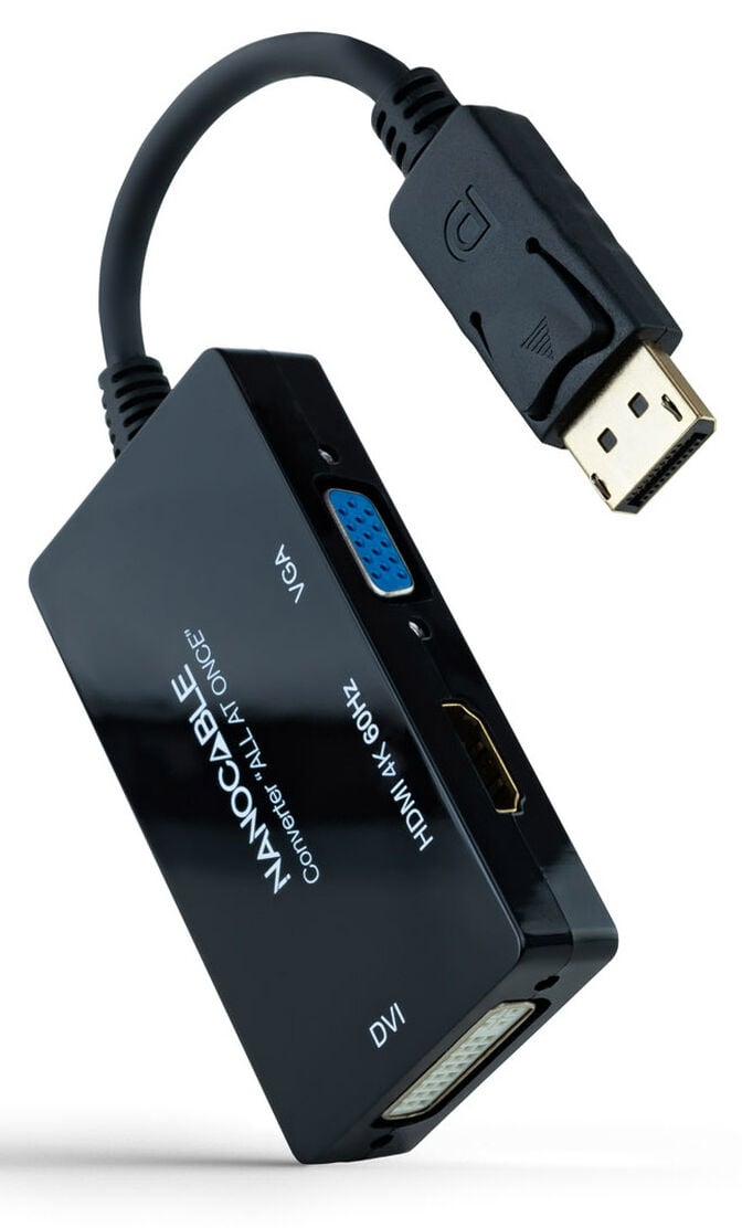 Adaptador Nanocable DisplayPort > HDMI / DVI / VGA 20 CM Preto image number 1