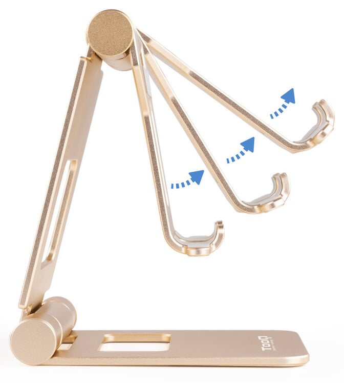 Suporte de Mesa Tooq Ajust&aacute;vel p/ Smartphone/Tablet Max. 10" Dourado image number 3