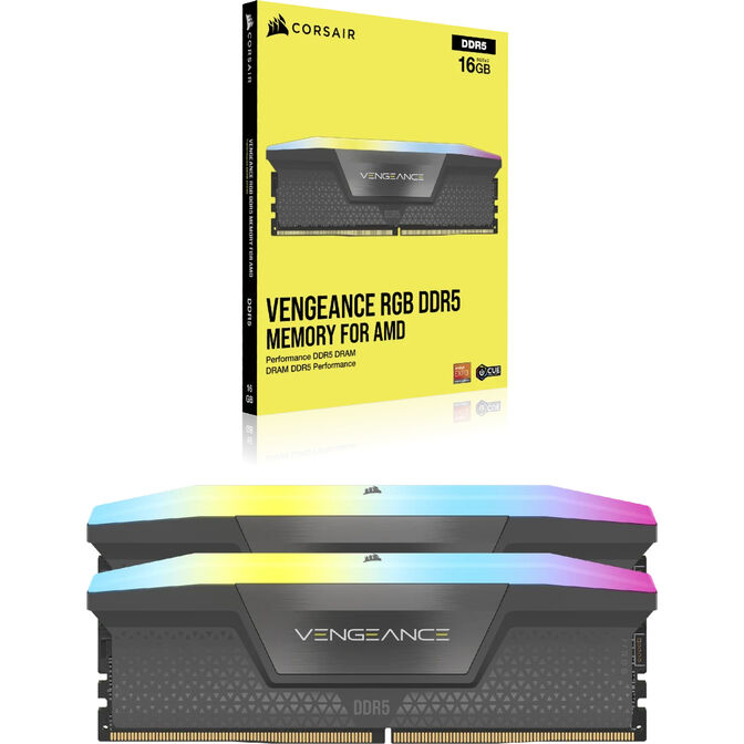 Corsair Kit 16GB (2 x 8GB) DDR5 5200MHz Vengeance RGB Grey CL40 image number 4