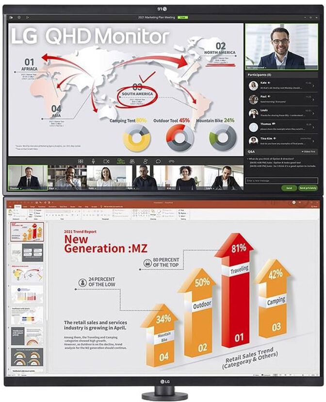 Monitor LG ERGO Dual 27" 27QP88DP IPS QHD 75Hz USB-C c/ DP Daisy Chain image number 3