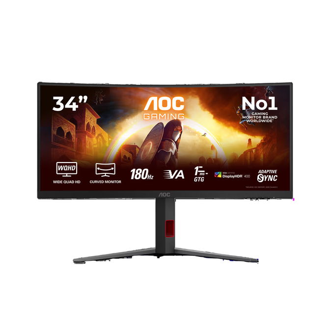 Monitor Curvo AOC Gaming 34" CU34G4CA Fast VA UWQHD 180Hz 0.3ms 21:9 Adaptive Sync image number 0