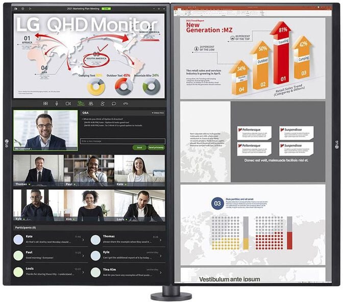 Monitor LG ERGO Dual 27" 27QP88DP IPS QHD 75Hz USB-C c/ DP Daisy Chain image number 2