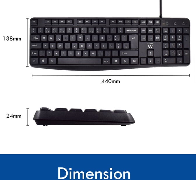 Teclado Ewent Business USB Quiet Typing PT Preto image number 4