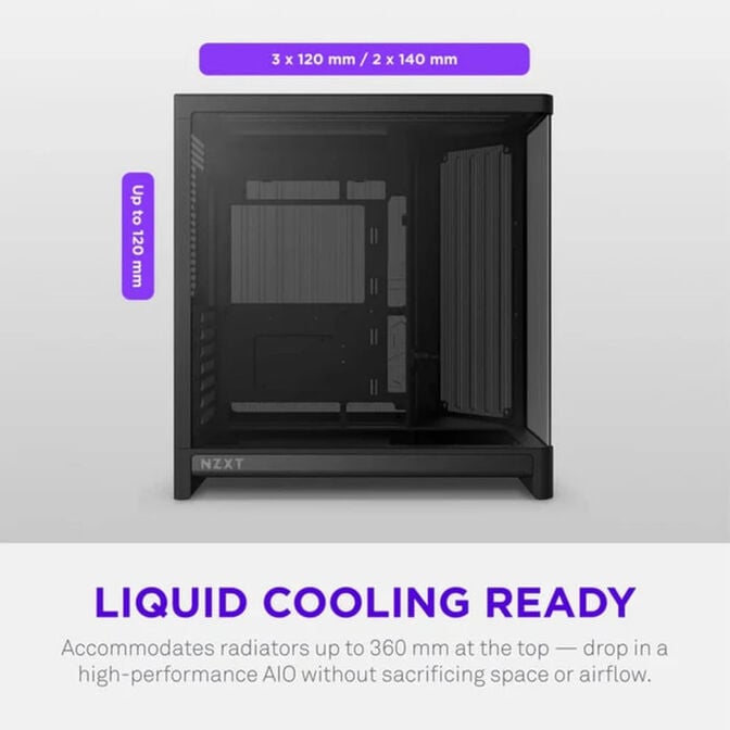 Caixa ATX NZXT H6 RGB+ Preta Vidro Temperado image number 6