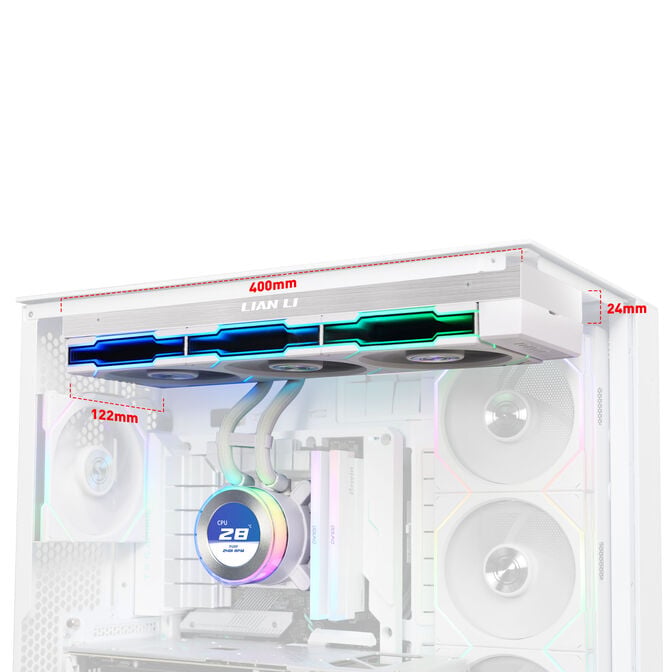 Water Cooler CPU AIO Lian Li HydroShift II LCD-C 360TL FLEX Wireless Branco - 360mm image number 2