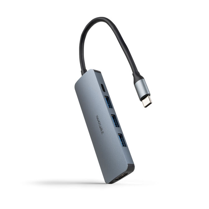 Hub Nanocable USB-C 3xUSB-A+USB-C CARGA+HDMI, Cinzento 18 CM image number 0