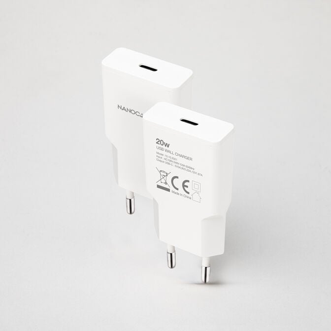 Carregador Nanocable USB-C/PD 20W, Branco image number 1