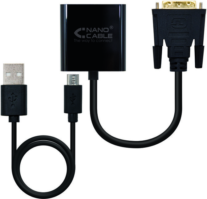 Adaptador Nanocable DVI M > VGA 10 CM Preto image number 0