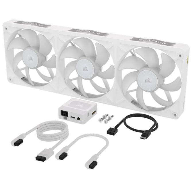 Ventoinha Corsair iCUE Link RX360 II Unified Frame Brancas RGB PWM Tripla Vento&iacute;nha 120mm (360mm) com HUB image number 4