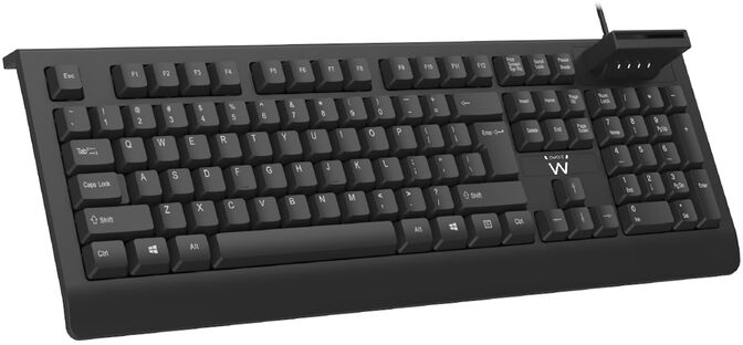 Teclado Ewent EW3287 com Smart Card Reader USB PT Preto image number 1