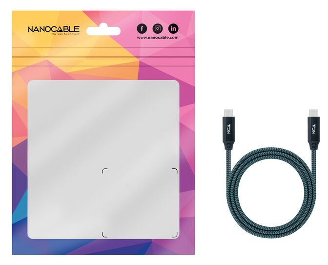 Cabo USB 3.2 Gen2x2 Nanocable 20Gbps 5A/100W 4K@60Hz USB-C M/M 0.5 M Cinzento/Preto image number 0