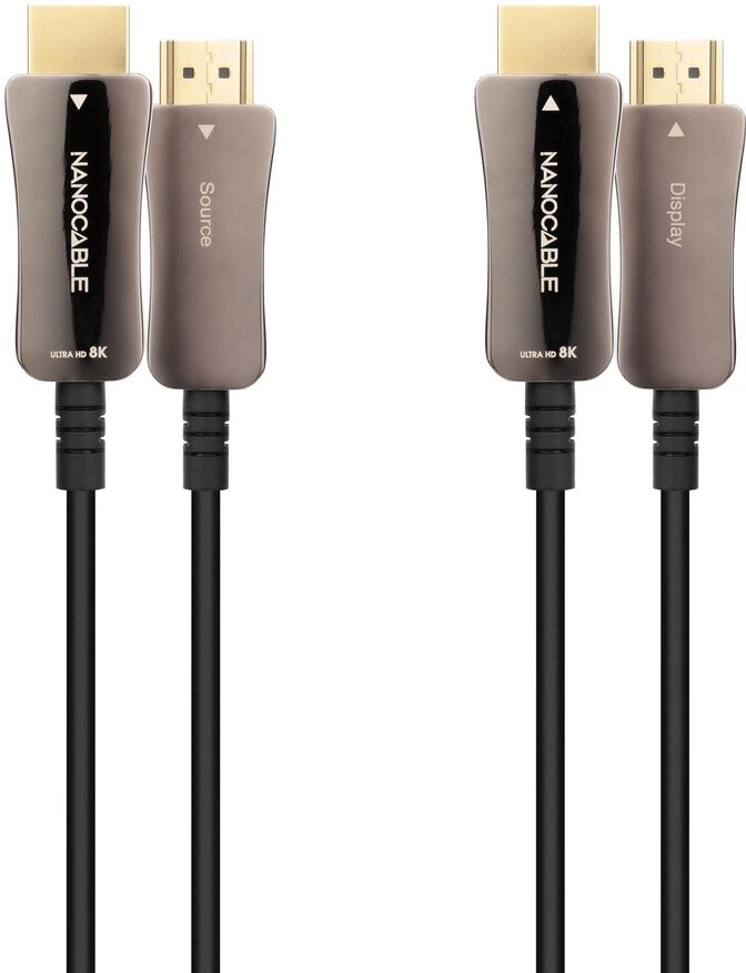 Cabo HDMI V2.1 AOC Nanocable 8K@60Hz 4K@120Hz 48Gbps A/M-A/M 20 m Preto image number 1