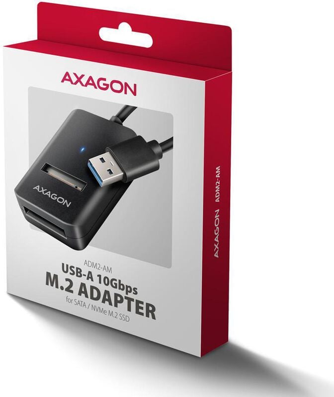 Adaptador AXAGON ADM2-AM USB-A 3.2 Gen2 - 1x NVMe/SATA SDD image number 7