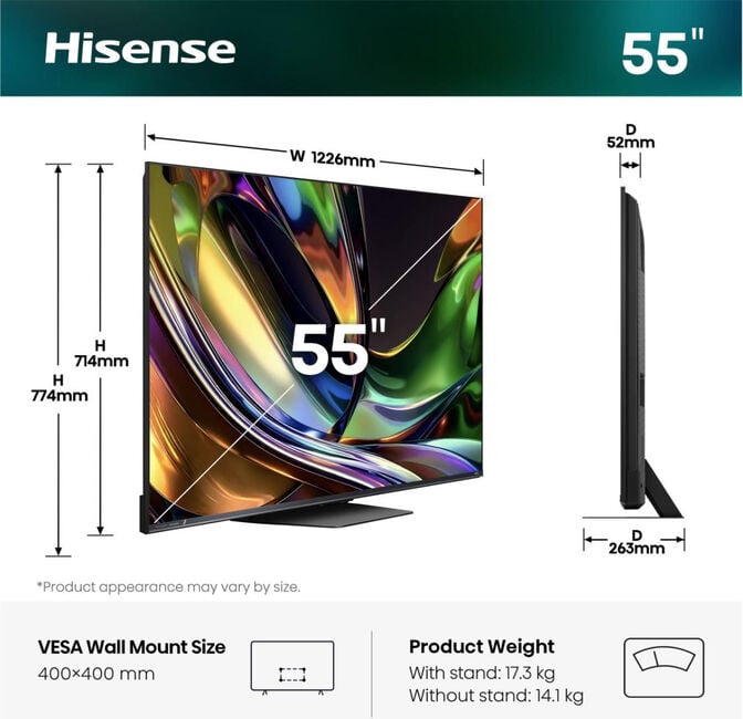 Televis&atilde;o Hisense 55UR8S 55" RGB Mini LED UltraHD 4K VIDAA image number 1