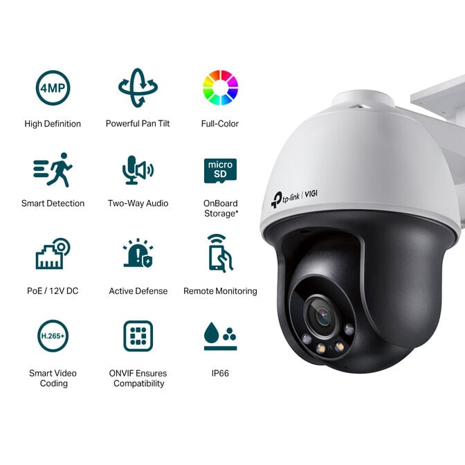 C&acirc;mara de Seguran&ccedil;a de Rede TP-Link VIGI C540 4mm 4MP Full-Color PoE Pan/Tilt QHD 1440p IP66 image number 1