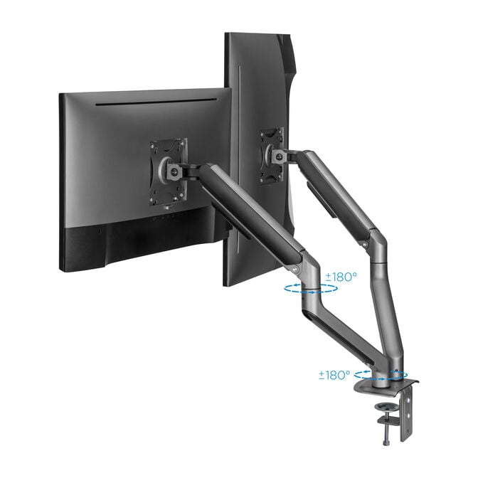 Suporte de Mesa Tooq Duplo Tilt e Girat&oacute;rio c/mola 17" a 32" Max. 9Kg Cinzento/Preto image number 8