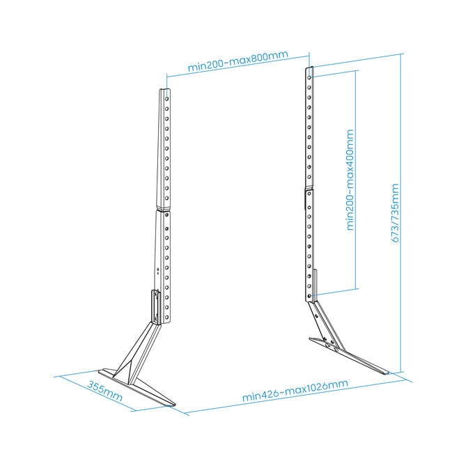 Suporte de Mesa Tooq 23" a 75" Max. 40Kg Preto image number 10