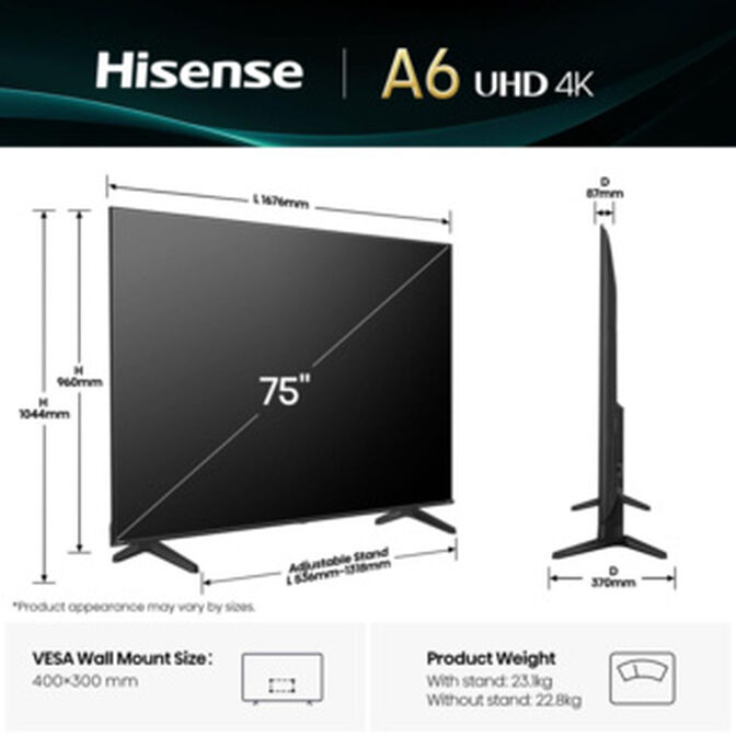 Televis&atilde;o Hisense 75A6Q 75" LED UltraHD 4K VIDAA image number 2
